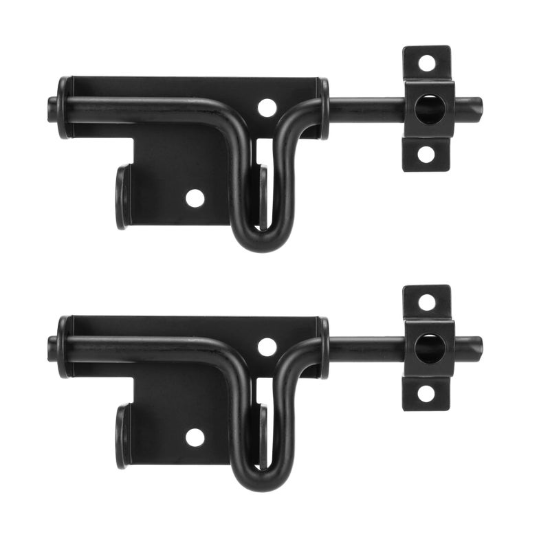 DURIGID Slide Bolt Gate Latch Heavy Duty Gate Locks for Outdoor Fence, Door Latch with Padlock Hole for Shed Door, Wooden Fence, Yard Door, Outdoor Latch, Black 2 Pack - Image 1